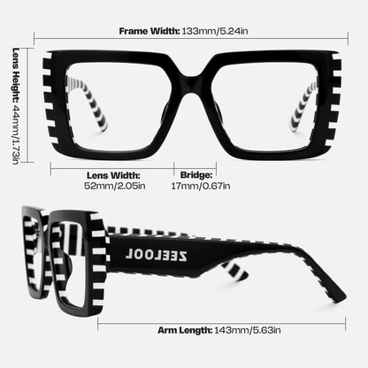 Zeelool Rectangle Glasses Frame for Women Men, Eyeglasses with Non-prescription Clear Lenses & Spring Hinge ZJGA838378