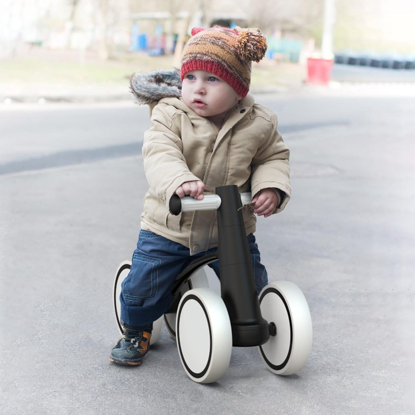 Baby Balance Bike for 1 Year Old Boys Girls 12-24 Month Toddler Balance Bike, 4 Wheels Toddler First Bike, First Birthday Gifts