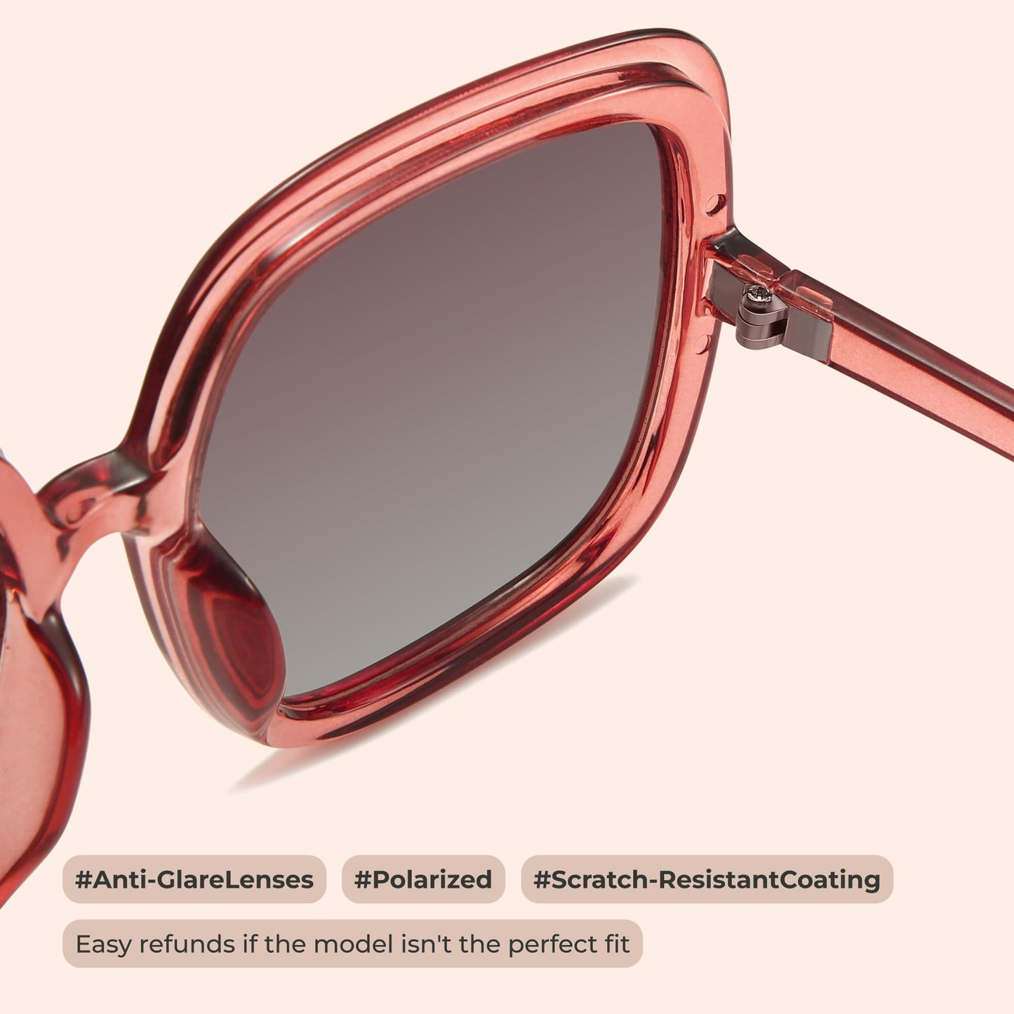 Oversized Polarized Sunglasses Women, Trendy Retro Sun Glasses