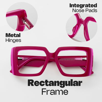 Zeelool Rectangle Glasses Frame for Women Men, Eyeglasses with Non-prescription Clear Lenses & Spring Hinge ZJGA838378