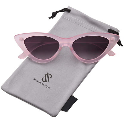 Retro Vintage Narrow Cat Eye Sunglasses for Women Clout Goggles Plastic Frame