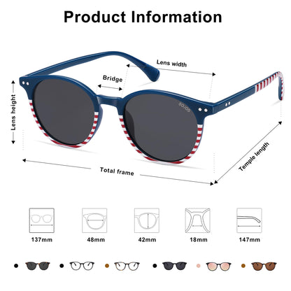 Small Round Classic Polarized Sunglasses for Women Men Vintage Style UV400 Lens SJ2113