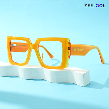 Zeelool Rectangle Glasses Frame for Women Men, Eyeglasses with Non-prescription Clear Lenses & Spring Hinge ZJGA838378