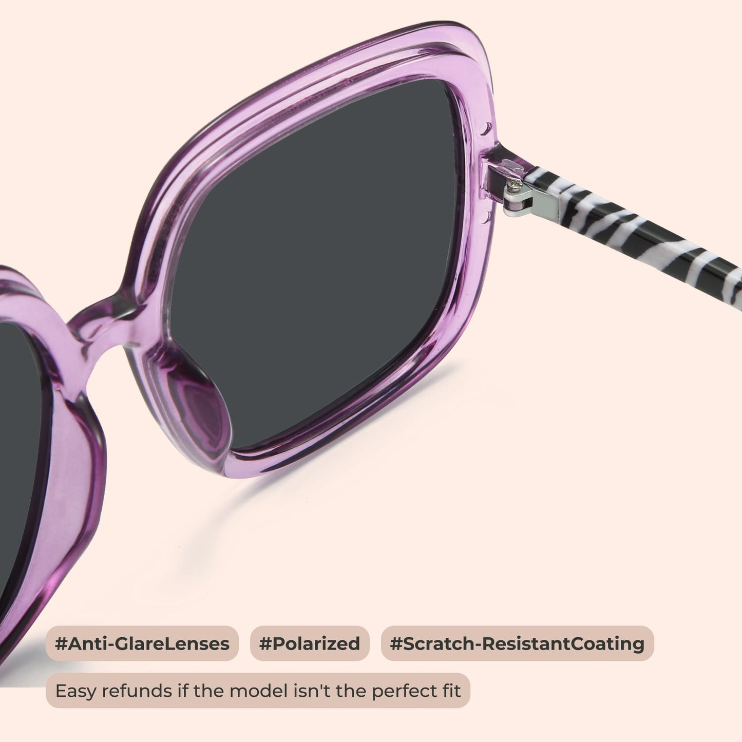 Oversized Polarized Sunglasses Women, Trendy Retro Sun Glasses