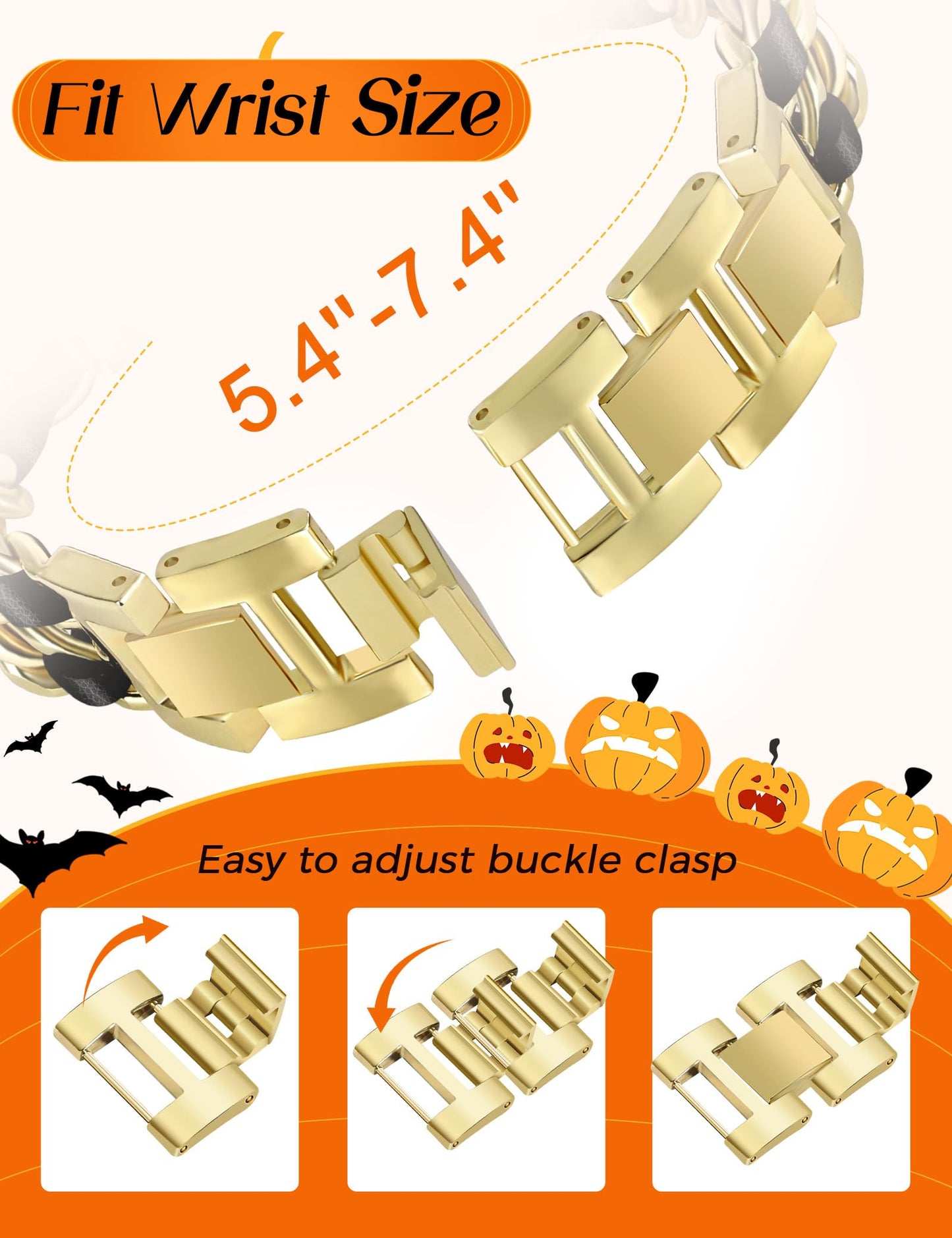 Silver Watch Bands for Women Compatible with Apple Watch Band 38mm 40mm 41mm 42mm (S10) Adjustable Unique Charms Metal Strap Cowboy Chain Bracelet for iWatch Series 10/9/8/7/6/5/4/3/2/1/SE