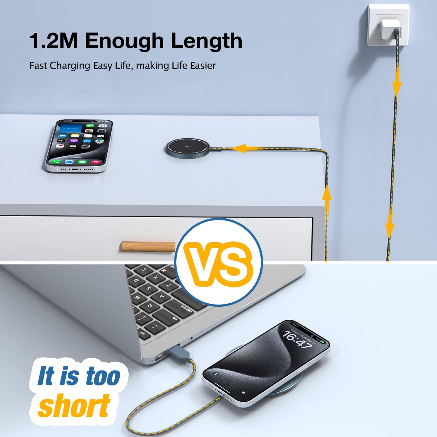 Magnetic Wireless Charging Pad for iPhone 16 15 14 13 12 Series & AirPods 4-2 Pro, Strong Magnet, Aluminum Alloy, USB-C/A Ports, Ultra-Thin & Portable, Ideal for Desk & Bedside