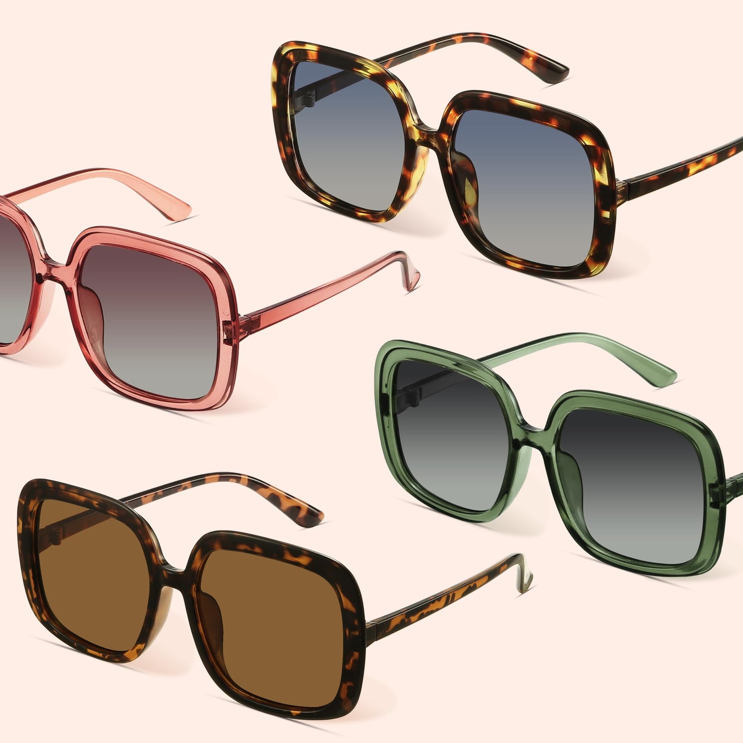Oversized Polarized Sunglasses Women, Trendy Retro Sun Glasses