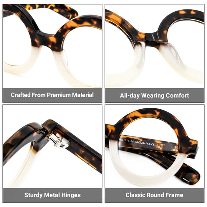 Retro Thick Round Blue Light Blocking Glasses