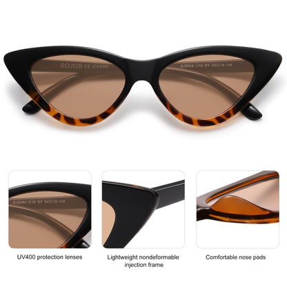 Retro Vintage Narrow Cat Eye Sunglasses for Women Clout Goggles Plastic Frame