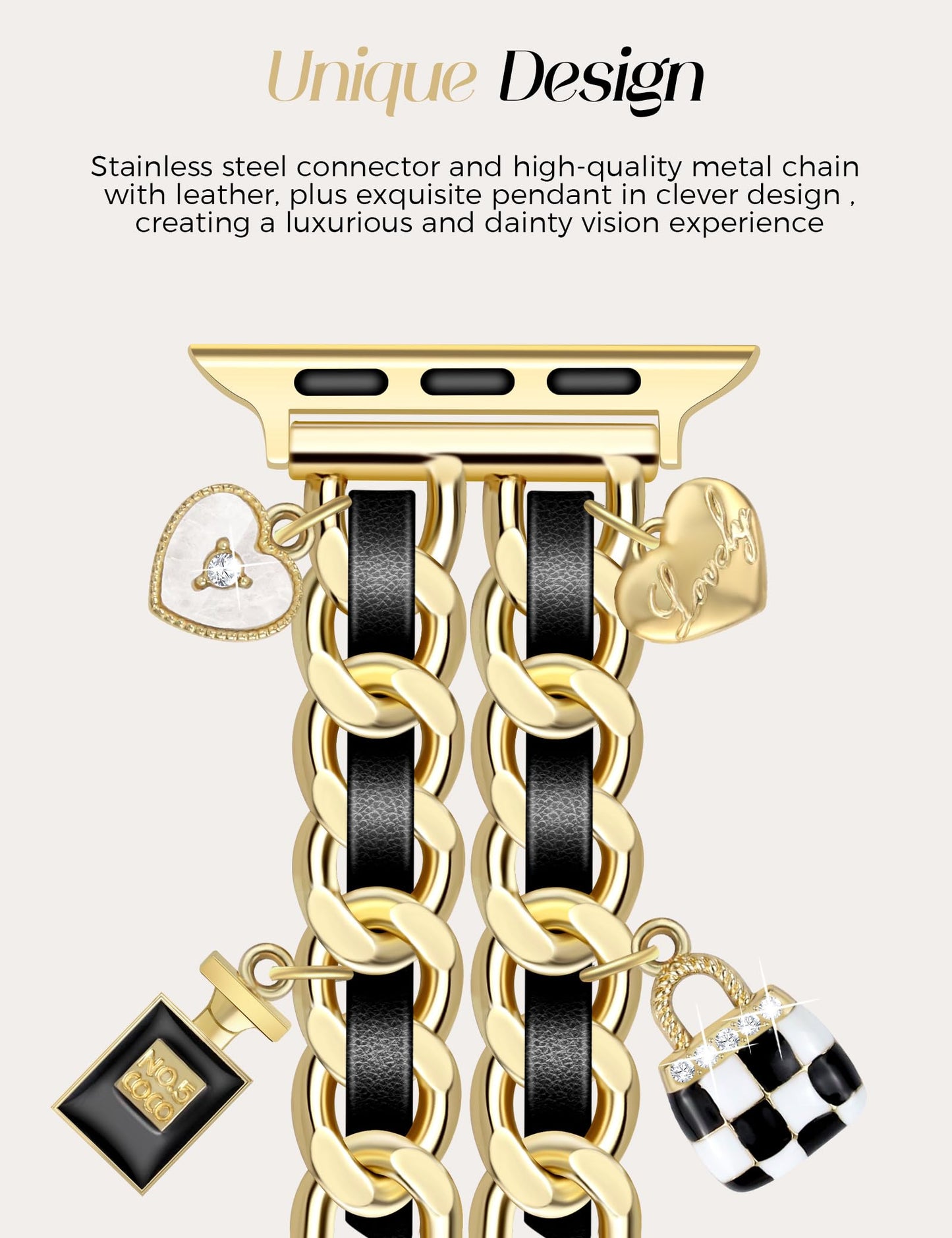 Silver Watch Bands for Women Compatible with Apple Watch Band 38mm 40mm 41mm 42mm (S10) Adjustable Unique Charms Metal Strap Cowboy Chain Bracelet for iWatch Series 10/9/8/7/6/5/4/3/2/1/SE