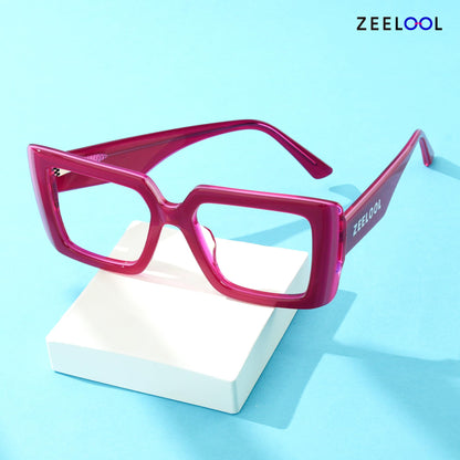 Zeelool Rectangle Glasses Frame for Women Men, Eyeglasses with Non-prescription Clear Lenses & Spring Hinge ZJGA838378