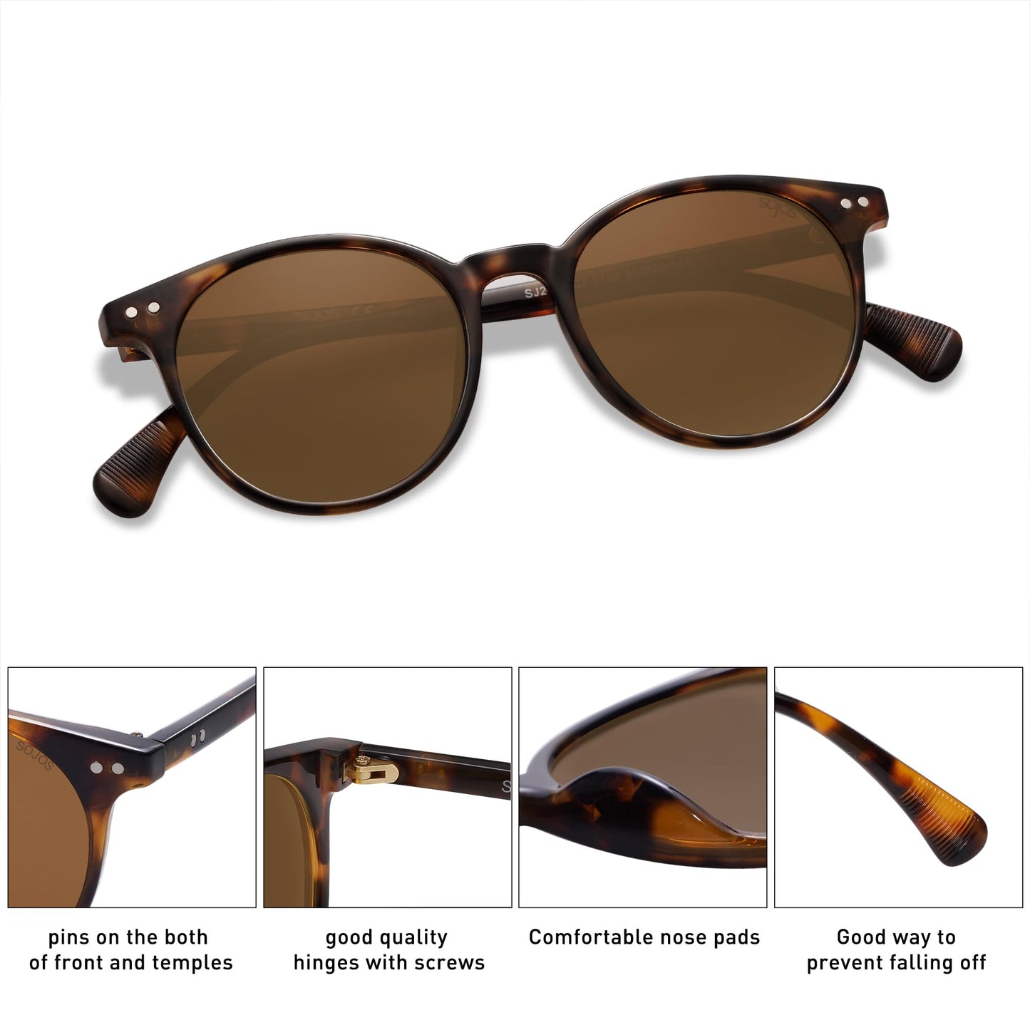 Small Round Classic Polarized Sunglasses for Women Men Vintage Style UV400 Lens SJ2113