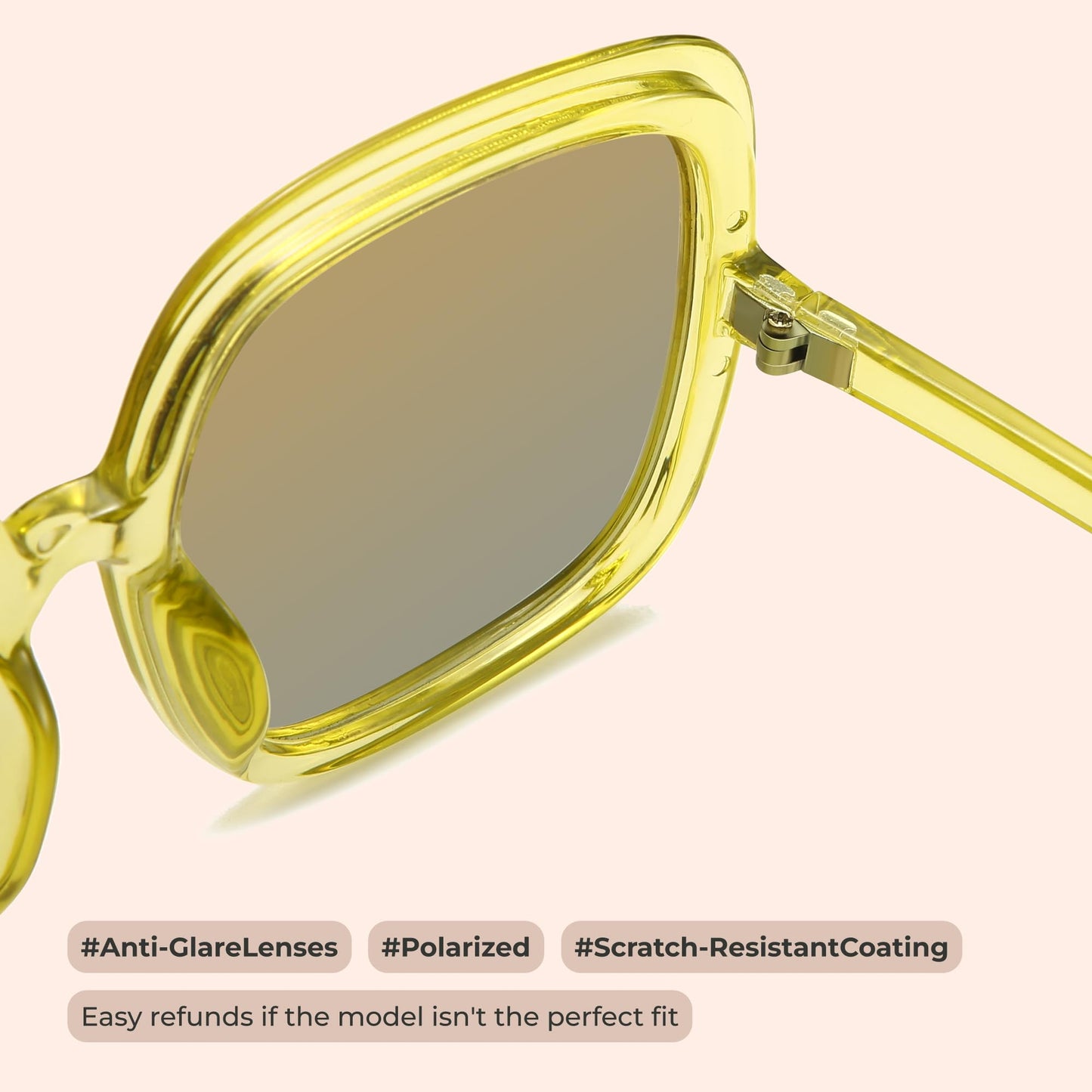 Oversized Polarized Sunglasses Women, Trendy Retro Sun Glasses