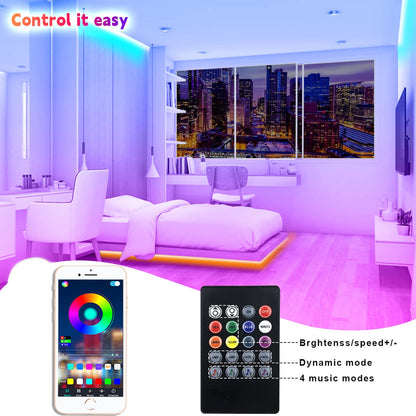 LED Strip Lights 100ft, Bluetooth and APP Control, Multicolor RGB Light Strips, Music Sync Color Changing for Bedroom Indoor