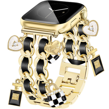 Silver Watch Bands for Women Compatible with Apple Watch Band 38mm 40mm 41mm 42mm (S10) Adjustable Unique Charms Metal Strap Cowboy Chain Bracelet for iWatch Series 10/9/8/7/6/5/4/3/2/1/SE