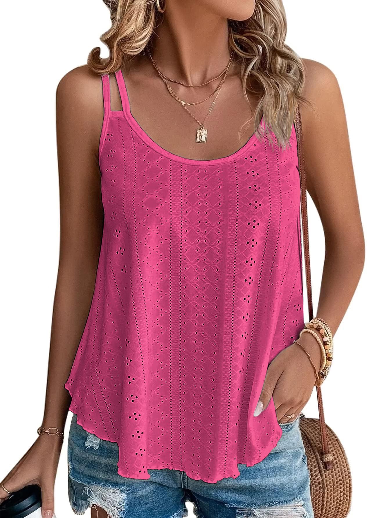 ATHMILE Women's Tank Tops Sleeveless Summer Top Spaghetti Strap Spring Shirt Loose Fit Beach Vacation 2025 Casual