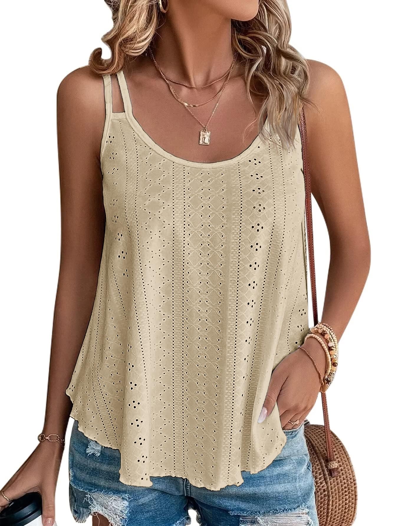 ATHMILE Women's Tank Tops Sleeveless Summer Top Spaghetti Strap Spring Shirt Loose Fit Beach Vacation 2025 Casual