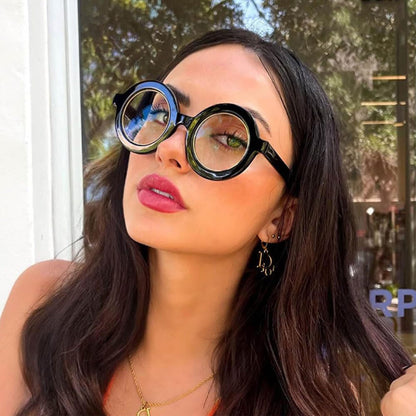 Retro Thick Round Blue Light Blocking Glasses