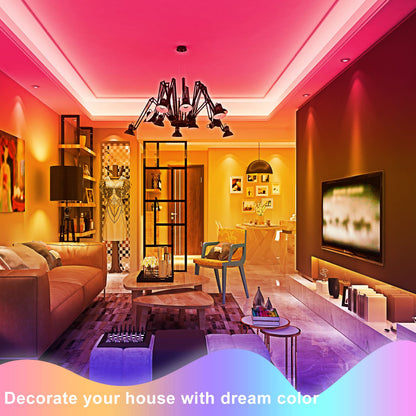 LED Strip Lights 100ft, Bluetooth and APP Control, Multicolor RGB Light Strips, Music Sync Color Changing for Bedroom Indoor