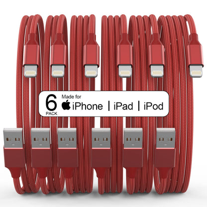 [Apple MFi Certified] 6Pack 3/3/6/6/6/10 FT iPhone Charger Nylon Braided Fast Charging Lightning Cable Compatible iPhone 14 Pro/13 mini/13/12/11 Pro MAX/XR/XS/8/7/Plus/6S/SE/iPad