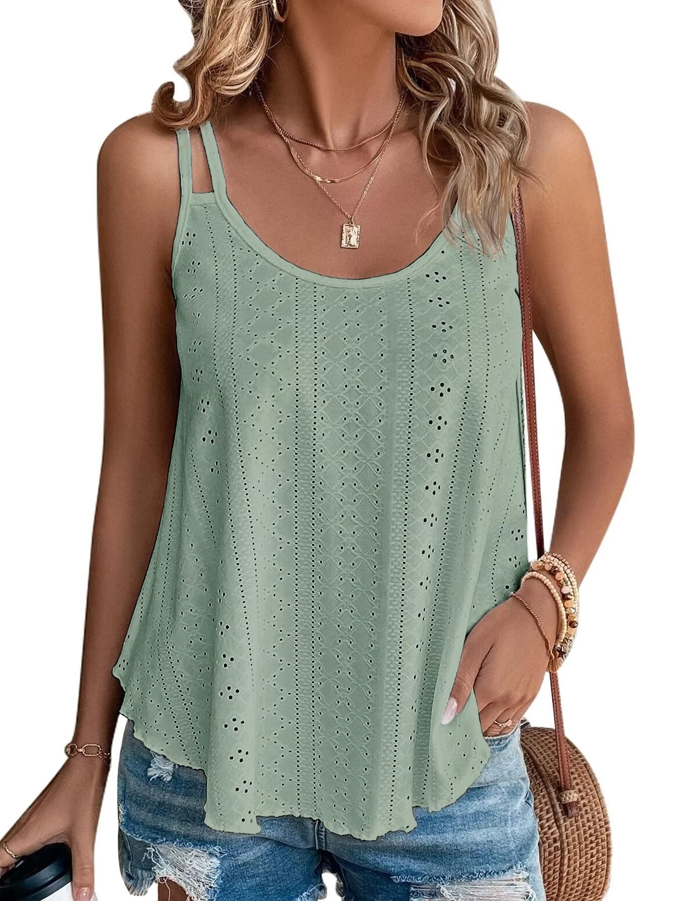ATHMILE Women's Tank Tops Sleeveless Summer Top Spaghetti Strap Spring Shirt Loose Fit Beach Vacation 2025 Casual