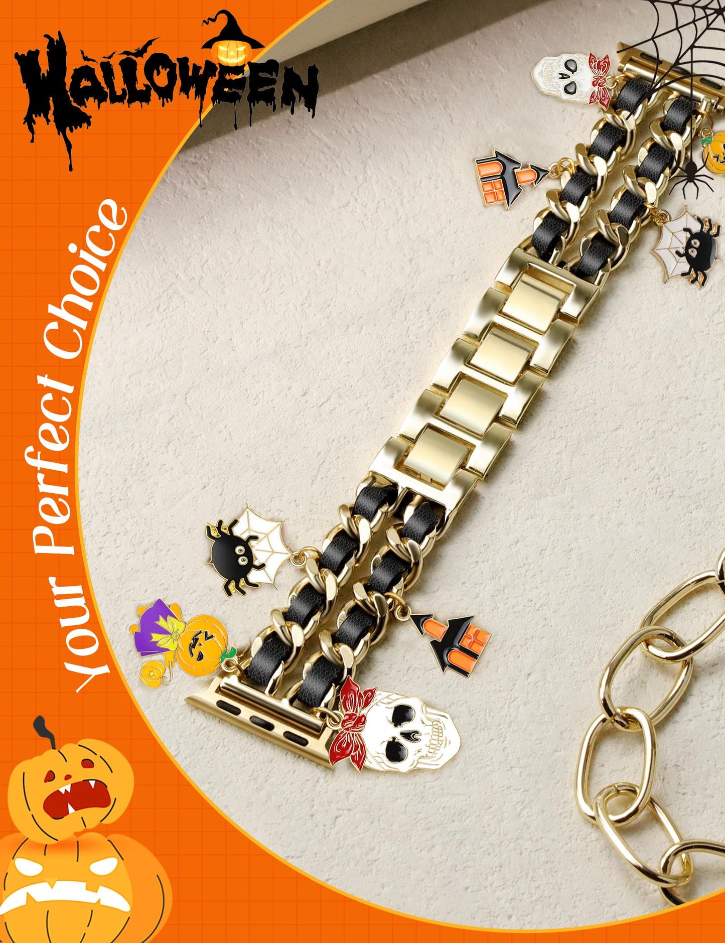 Silver Watch Bands for Women Compatible with Apple Watch Band 38mm 40mm 41mm 42mm (S10) Adjustable Unique Charms Metal Strap Cowboy Chain Bracelet for iWatch Series 10/9/8/7/6/5/4/3/2/1/SE