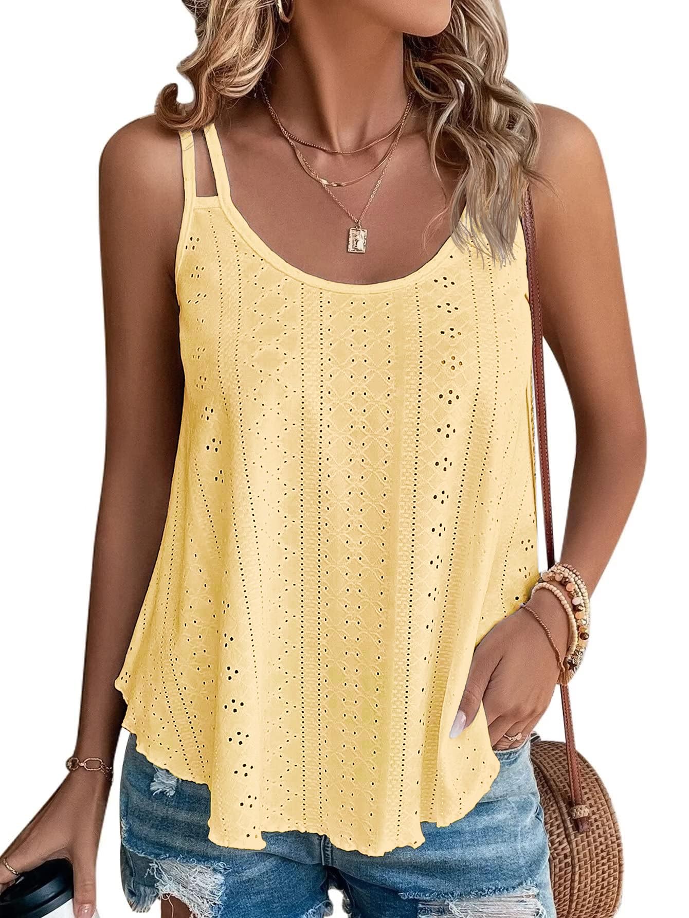 ATHMILE Women's Tank Tops Sleeveless Summer Top Spaghetti Strap Spring Shirt Loose Fit Beach Vacation 2025 Casual