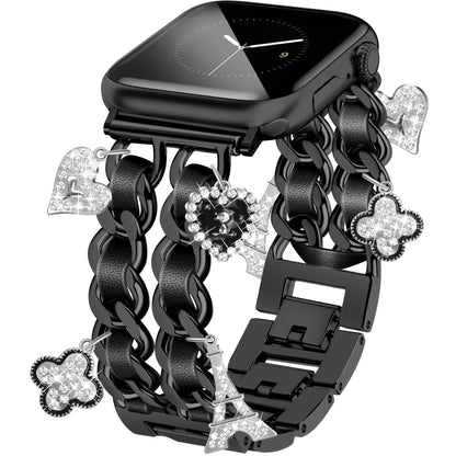 Silver Watch Bands for Women Compatible with Apple Watch Band 38mm 40mm 41mm 42mm (S10) Adjustable Unique Charms Metal Strap Cowboy Chain Bracelet for iWatch Series 10/9/8/7/6/5/4/3/2/1/SE