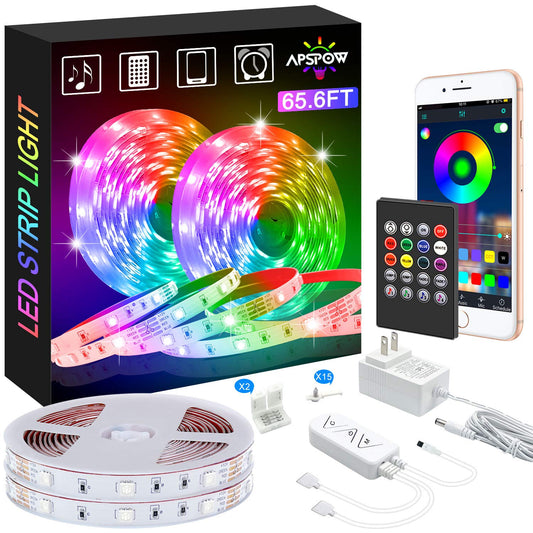 LED Strip Lights 100ft, Bluetooth and APP Control, Multicolor RGB Light Strips, Music Sync Color Changing for Bedroom Indoor