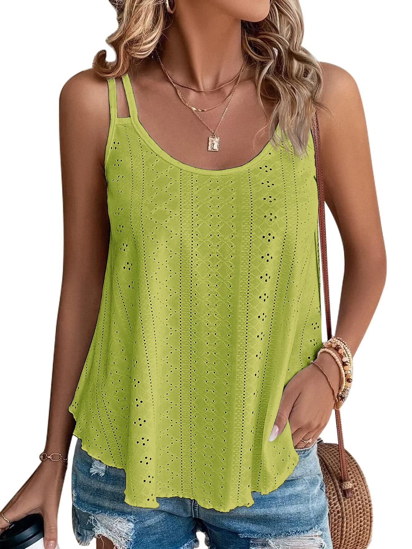 ATHMILE Women's Tank Tops Sleeveless Summer Top Spaghetti Strap Spring Shirt Loose Fit Beach Vacation 2025 Casual