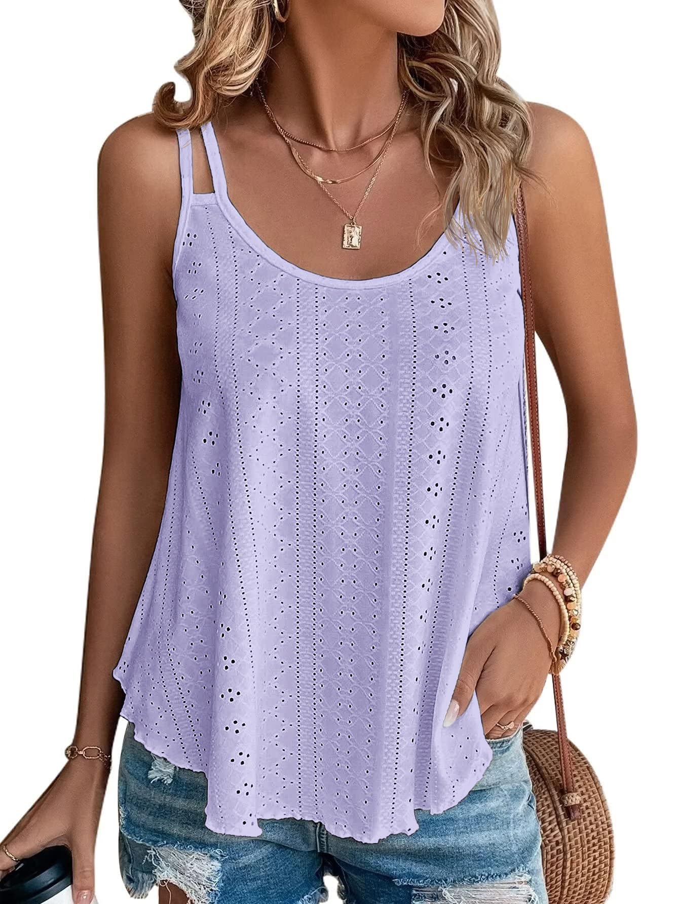 ATHMILE Women's Tank Tops Sleeveless Summer Top Spaghetti Strap Spring Shirt Loose Fit Beach Vacation 2025 Casual