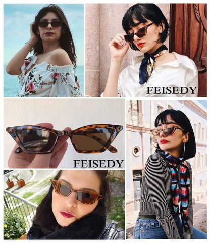 Small Cat Eye Sunglasses Vintage Square Shade Women Eyewear B2291