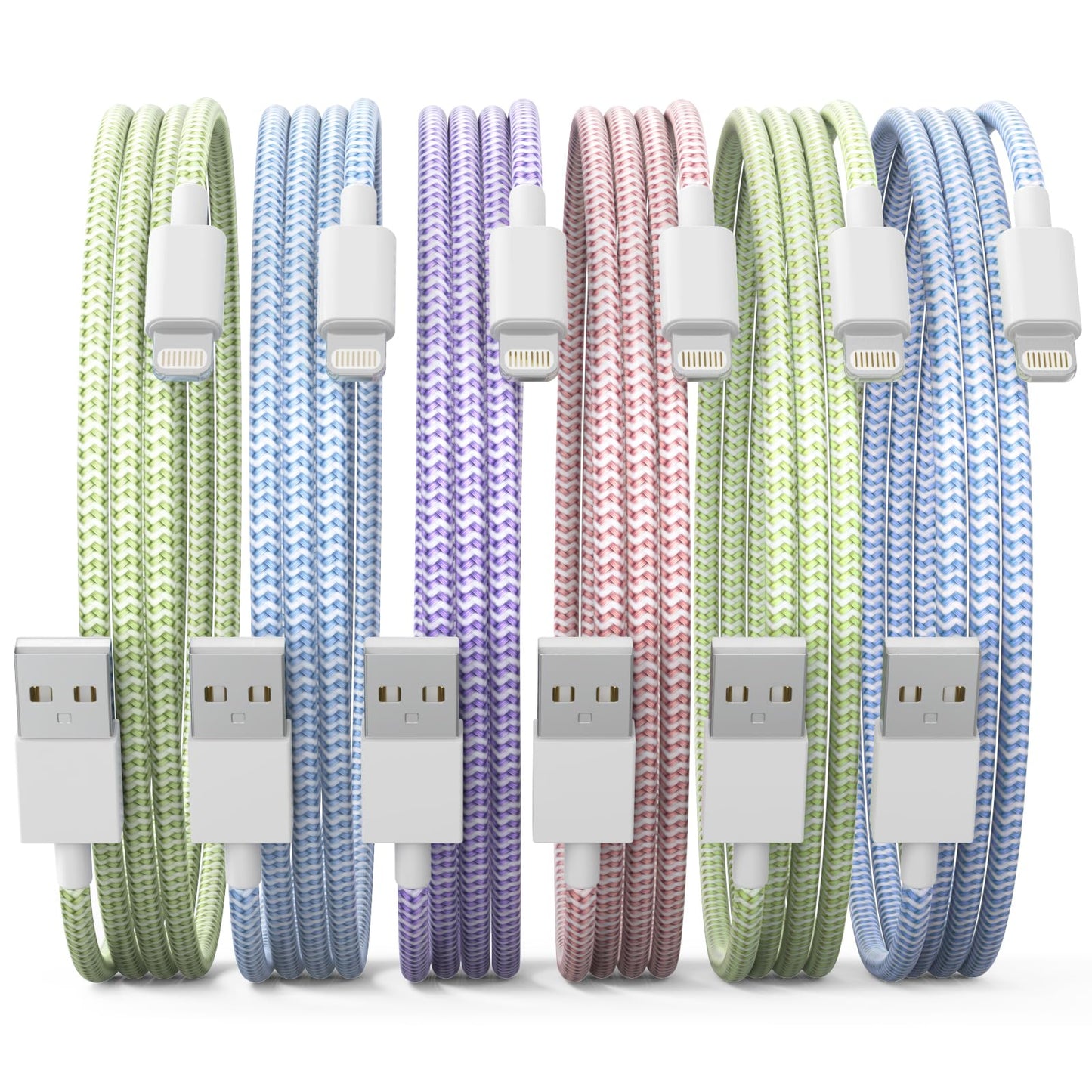 [Apple MFi Certified] 6Pack 3/3/6/6/6/10 FT iPhone Charger Nylon Braided Fast Charging Lightning Cable Compatible iPhone 14 Pro/13 mini/13/12/11 Pro MAX/XR/XS/8/7/Plus/6S/SE/iPad