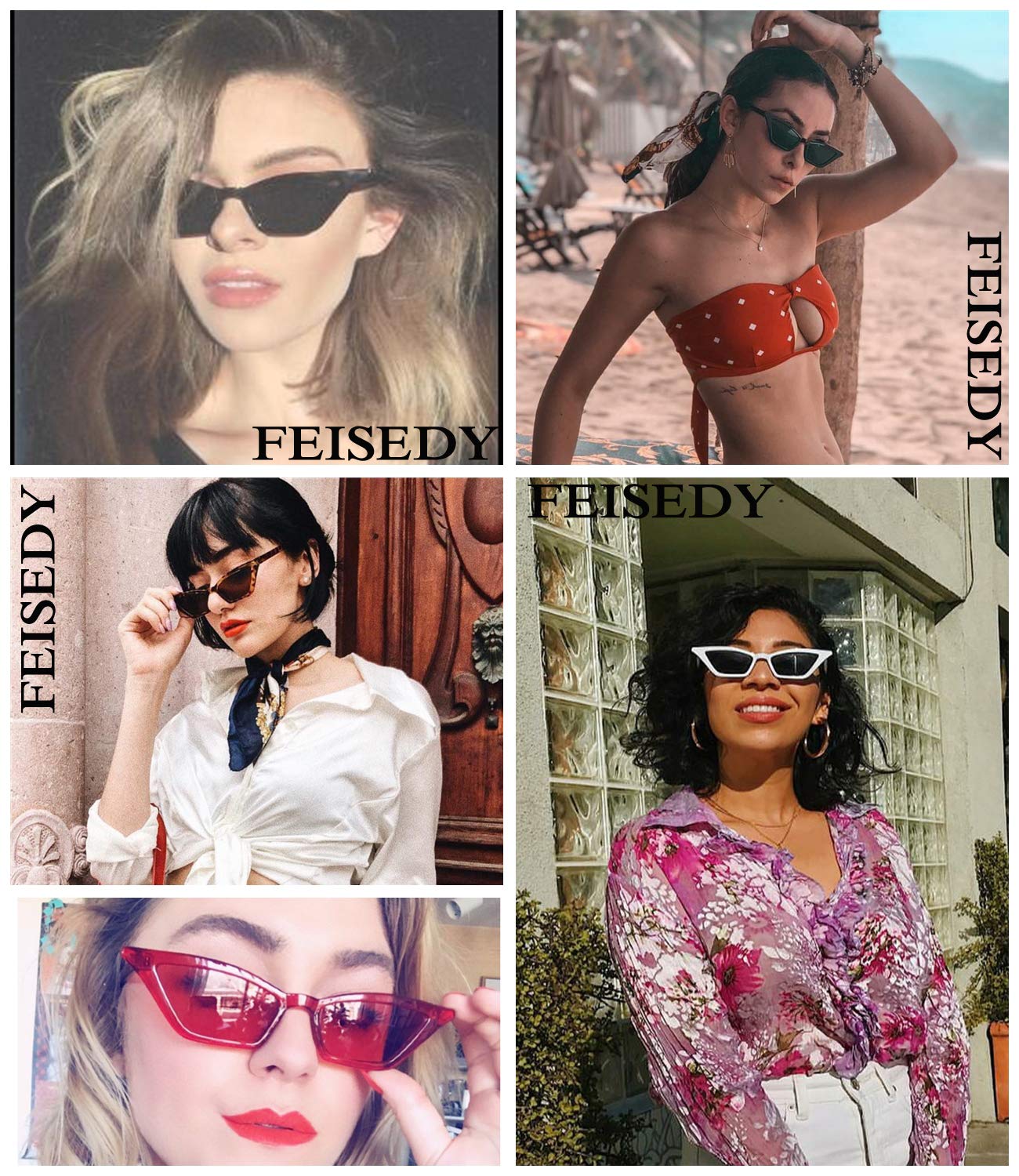 Small Cat Eye Sunglasses Vintage Square Shade Women Eyewear B2291