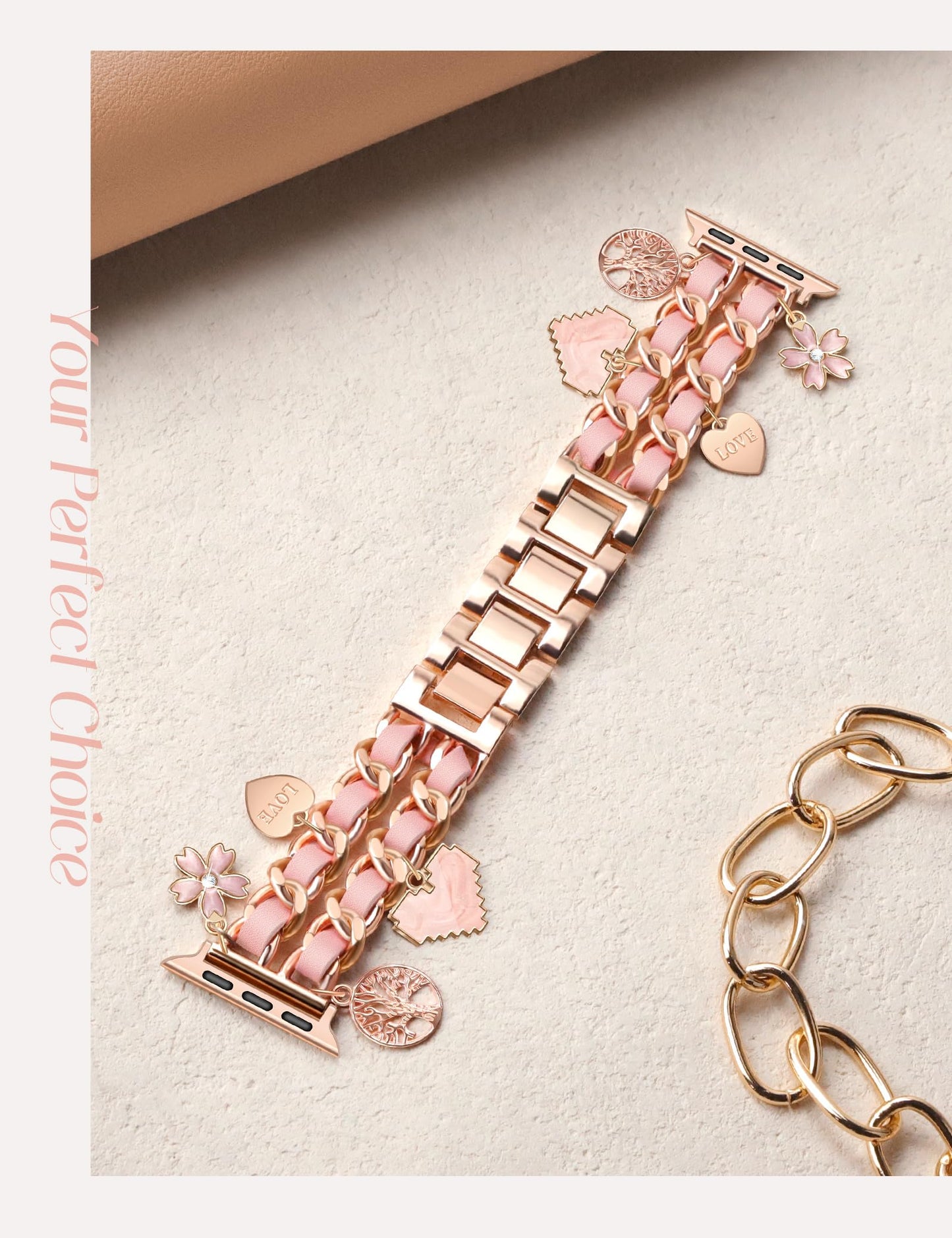 Silver Watch Bands for Women Compatible with Apple Watch Band 38mm 40mm 41mm 42mm (S10) Adjustable Unique Charms Metal Strap Cowboy Chain Bracelet for iWatch Series 10/9/8/7/6/5/4/3/2/1/SE