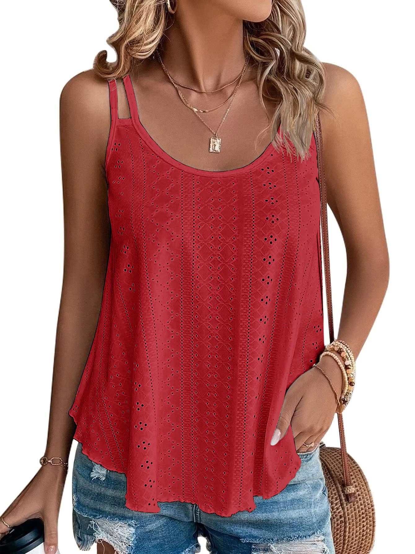 ATHMILE Women's Tank Tops Sleeveless Summer Top Spaghetti Strap Spring Shirt Loose Fit Beach Vacation 2025 Casual