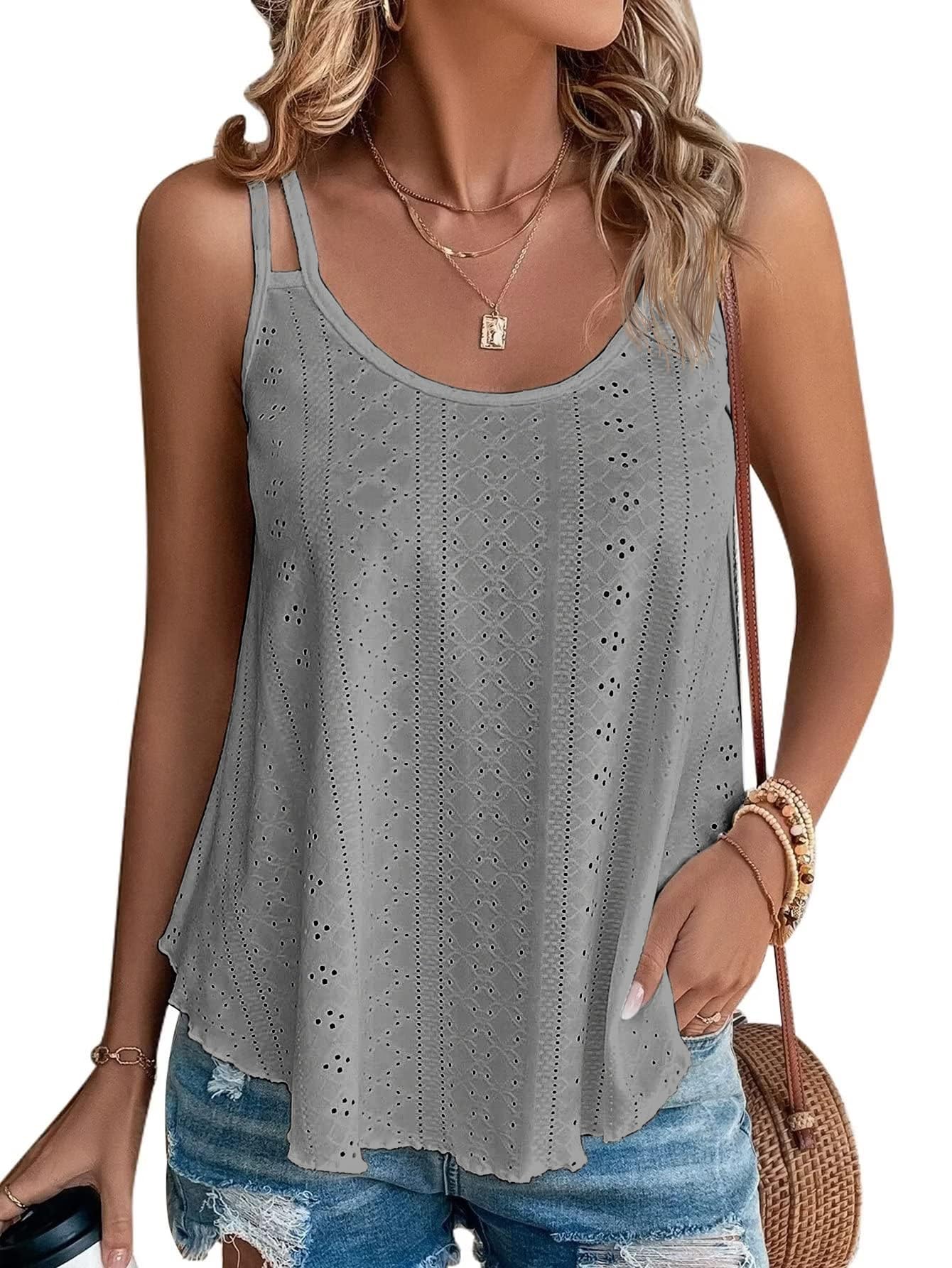 ATHMILE Women's Tank Tops Sleeveless Summer Top Spaghetti Strap Spring Shirt Loose Fit Beach Vacation 2025 Casual