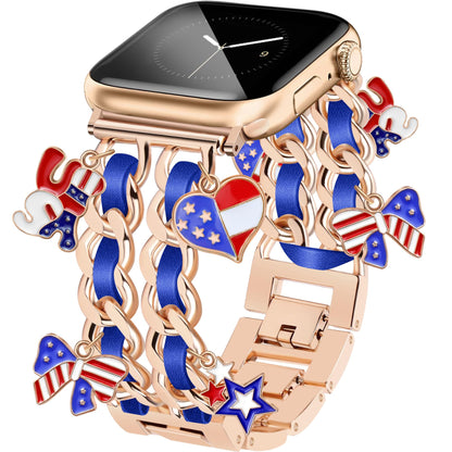 Silver Watch Bands for Women Compatible with Apple Watch Band 38mm 40mm 41mm 42mm (S10) Adjustable Unique Charms Metal Strap Cowboy Chain Bracelet for iWatch Series 10/9/8/7/6/5/4/3/2/1/SE