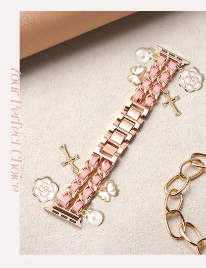 Silver Watch Bands for Women Compatible with Apple Watch Band 38mm 40mm 41mm 42mm (S10) Adjustable Unique Charms Metal Strap Cowboy Chain Bracelet for iWatch Series 10/9/8/7/6/5/4/3/2/1/SE