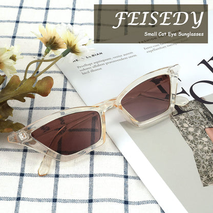 Small Cat Eye Sunglasses Vintage Square Shade Women Eyewear B2291