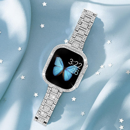 Supoix Compatible with Apple Watch Band 38mm 40mm 41mm 42mm 44mm 45mm 46mm 49mm+ Case, Women Jewelry Bling Diamond Rhinestone Replacement Metal Bands & 2 Pack PC Protector Case for iWatch Ultra 2/ Ultra Series 10/9/8/7/6/5/4/3/2/1/SE