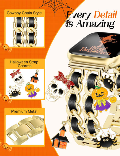 Silver Watch Bands for Women Compatible with Apple Watch Band 38mm 40mm 41mm 42mm (S10) Adjustable Unique Charms Metal Strap Cowboy Chain Bracelet for iWatch Series 10/9/8/7/6/5/4/3/2/1/SE