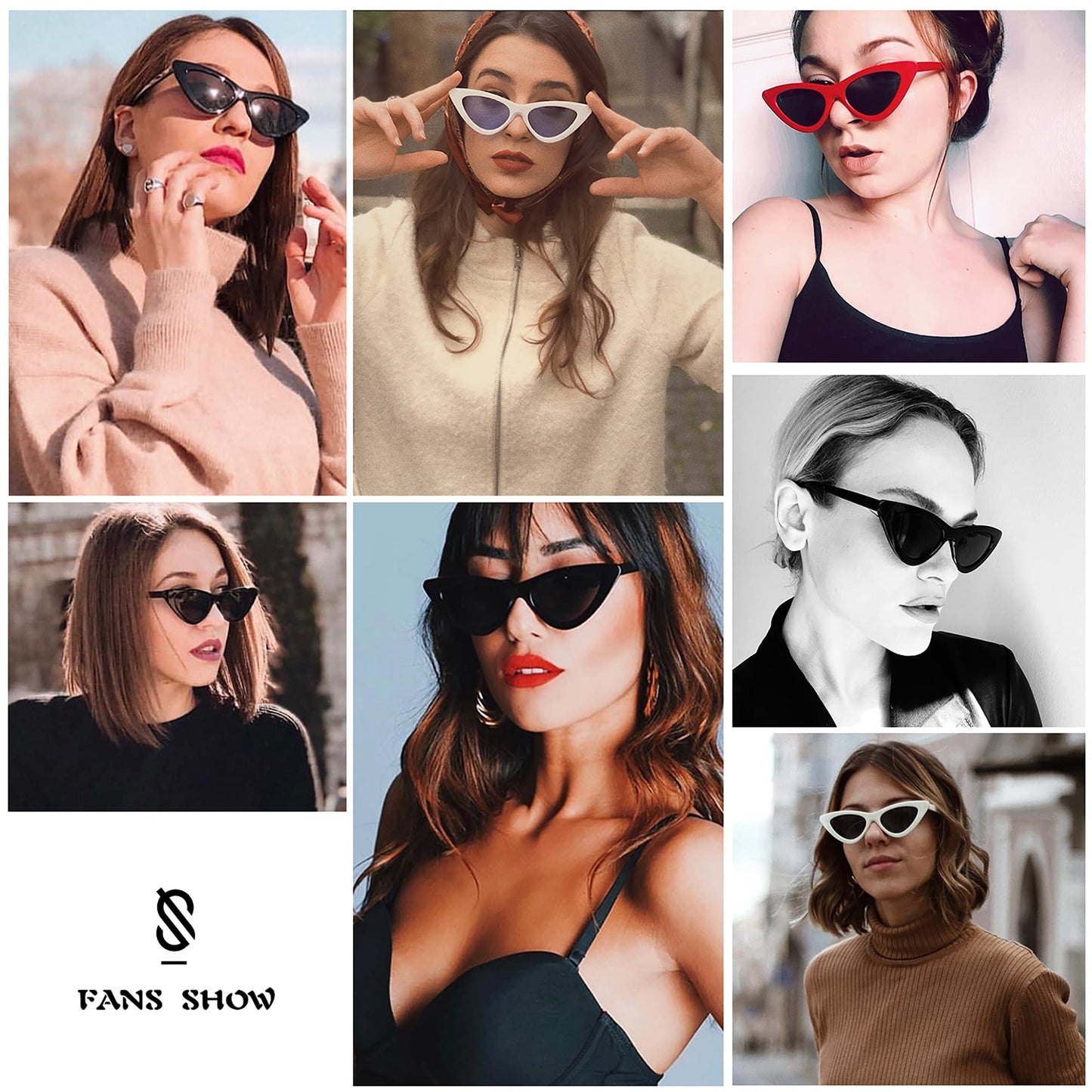 Retro Vintage Narrow Cat Eye Sunglasses for Women Clout Goggles Plastic Frame