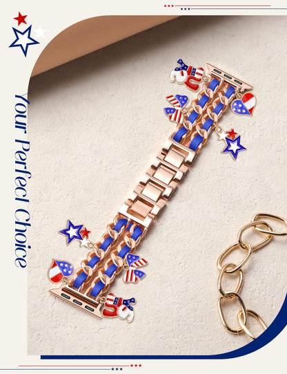 Silver Watch Bands for Women Compatible with Apple Watch Band 38mm 40mm 41mm 42mm (S10) Adjustable Unique Charms Metal Strap Cowboy Chain Bracelet for iWatch Series 10/9/8/7/6/5/4/3/2/1/SE